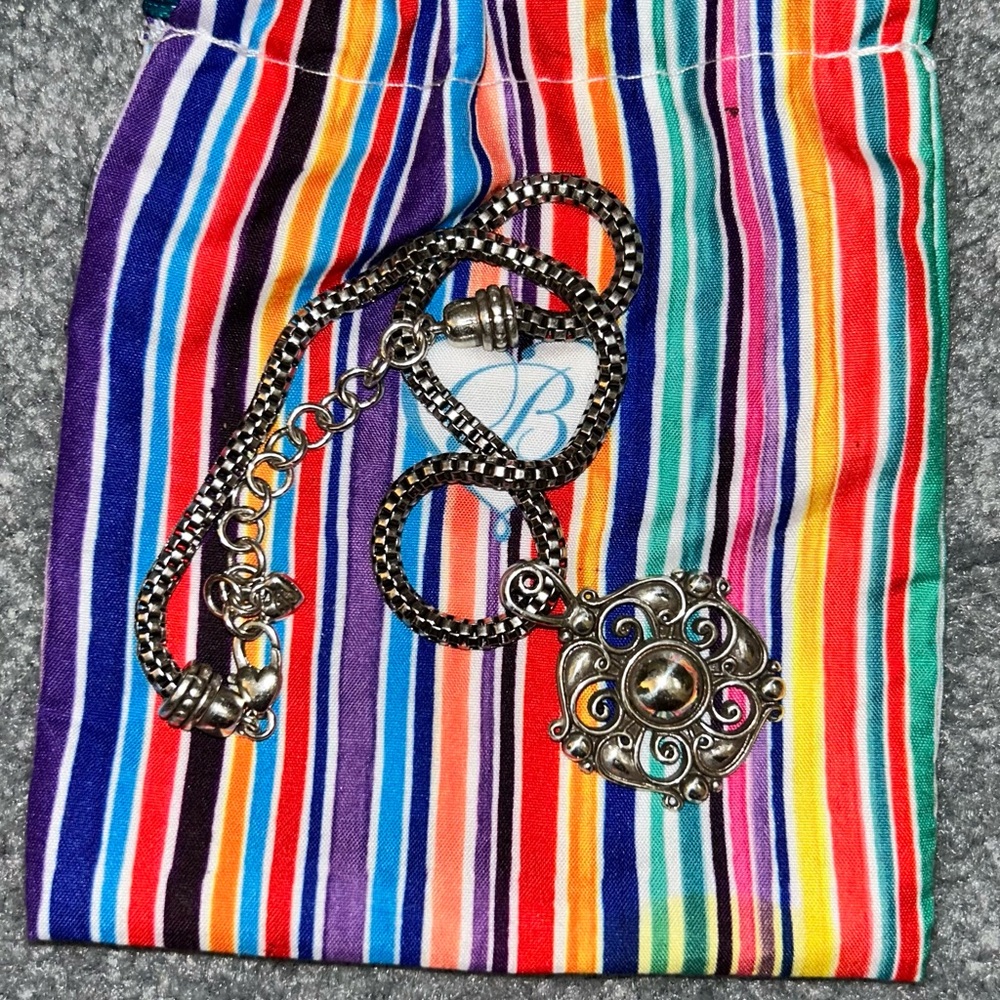 Brighton Silver Pendant Necklace and bracelet bundle with Multicolor Striped p
